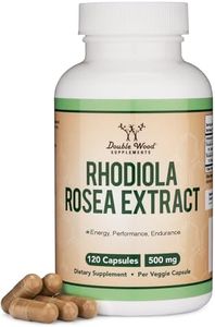 Rhodiola Rosea Supplement 500mg, 120 Vegan Capsules (Made and Tested in The USA, 3% Salidrosides, 1% Rosavins Extract) Natural Stress Level Support Pills by Double Wood Supplements