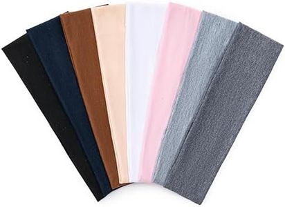 CADONO 8 Pcs Headbands for Women, Non-Slip Sports Hair Bands for Women's Hair, Elastic Soft Fabric Sweaty Headbands Suitable for Fitness, Yoga, Running (Multicolor, 8.7 x 2.4 inches, Polyester)