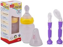 Luvlap Easy Squeezy Food Feeder - 180 Ml & Joy Star Baby Self Feeding Spoon Set, Soft Silicone Tip, Bpa Free, 2 Pcs, Magenta/White