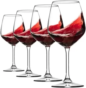 Paksh Novelty Italian Red Wine Glasses - 18 Ounce - Wine Glass Clear (Set of 4)