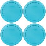 Pyrex Bundle - 4 Items: 7201-PC 4-Cup Surf Blue Plastic Food Storage Lids