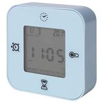 Ikea Plastic Table Clock With Thermometer, Alarm, Timer (Depth : 3 Cm, Width : 7 Cm, Height :7 Cm , Blue), Pack of 1