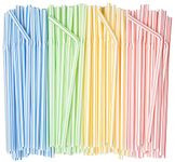 Comfy Package, [500 Count] Flexible Disposable Drinking Straws - 7.75" High - Assorted Colors Striped