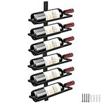 YALINKA Wall Mounted Wine Rack, Adjustable Separable Black Metal Hanging Wine Bottle Holder Holds 6 Bottles, Liquor Bottle Display Shelf for Kitchen Pantry Bar Wine Cellar(6, Flat)