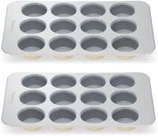 Caraway Non-Stick Ceramic 12-Cup Muffin Pan Duo - Naturally Slick Ceramic Coating - Non-Toxic, PTFE & PFOA Free - Perfect for Cupcakes, Muffins, and More - Cream