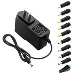 ALITOVE 12V 1A Power Supply Adapter DC 12 Volt 12W 1000mA 800mA 600mA 500mA Power Converter with 5.5x2.5mm 5.5x3.0mm 5.5x1.7mm 4.8x1.7mm 4.0x1.7mm 3.5x1.35mm 3.0x1.1mm 2.5mmx0.7mm 6.3x3.0mm 10 Tips