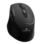Amkette Hush Pro Epic Rechargeable Wireless Mouse/Bluetooth Mouse | 3 Device Connectivity with Bluetooth and USB 2.4 GHz | 2400 DPI | Silent Switches | Ergonomic Design | Type C Charging | Black