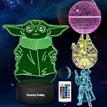 Star Wars Night Light Gift for Kids,3D Illusion with Four Pattern and 7 Color Change Decor Lamp - Perfect Gifts for Star Wars Fans Mens Boys and Girls (14-Colors)