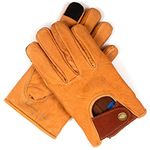 Maroon Bell Outdoor Buffalo Leather Gloves Lined with 100% Cotton - Absorbs Moisture & Keeps your Hands Dry - Soft & Durable with Smart Finger Feature, Anti Slip Grip and Secure (3XL)