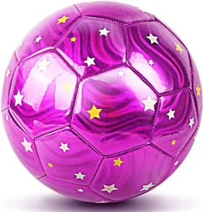 Champhox Size 4 Glitter Soccer Ball for Girls, TPU Leather Outdoor Recreation Ball, Perfect Birthday/Christmas Gifts
