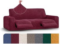 PAULATO BY GA.I.CO. Recliner Sofa Cover - Reclining Couch Slipcover - Soft Polyester Fabric Slipcover - 1-Piece Form Fit Stretch Furniture Protector - Velvet Collection - Burgundy (Recliner Sofa)