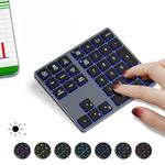 LIAN MO Wireless Bluetooth Numeric Keypad Aluminum Rechargeable Wireless Numeric Keypad Slim 34 Keys Mini Test Keyboard Easy to Carry for Windows/mac/pc/Wireless (Colorful Backlit Keyboard) (Black)