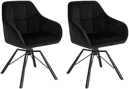 WOLTU Chaise Pivotante à 360°, Lot de 2, Chaise Salle à Manger, Chaise Scandinave, Chaise de Cuisine, Fauteuil Salle à Manger, en Velours, Assise Rembourrée, Pieds en Métal, Noir, BH365sz-2