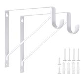 Batonca 2 Pack White Shelf Brackets, Heavy Duty Closet Rod Brackets Holder with Stable Right Angle, 10.8 x 10.8 x 1 Inch, Wall Mounted Brackets for Shelves