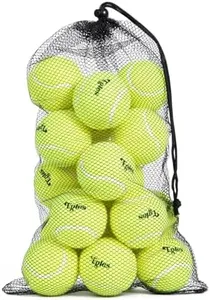 20 Packs Tennis Balls for Training and Pets, High Elasticity Practice Tennis Balls with Mesh Bag for Transport and Beginner Exercise, Durable Dog Playing Ball Set Multi-Pack Colored Balls Yellow