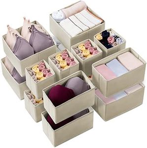 Kootek 16 Pack Drawer Organizer Clothes, Dresser Drawer Organizers for Clothing Fabric Foldable Closet Organizers and Storage Bins for Baby Clothes, Nursery, Underwear, Bras, Socks
