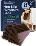 CasterMaster Non Slip Furniture Pads - Square Rubber Anti Skid Caster Cups Leg Coasters - Couch, Chair, Feet, and Bed Stoppers with Anti - Sliding Floor Grip (2" x 2" (Set of 8), Brown)