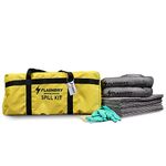 1 Flashdry Portable Complete Spill Kits Includes Yellow Duffle, Bag Tag, 15 Spill Absorbent Pads, 2 3" x4' Sorbent Socks, Disposal Bags, Nitrile Gloves