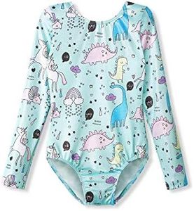 HOZIY Gymnastics Leotards for Girls Long Sleeve 4t 5t Dinosaur Unicorn Print Blue