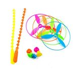 Firstly Traders Pack of 6 Chakri Toys Bamboo Dragonfly Frisbie Toys Multi-Colored Great Party Favors for Adults