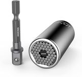 AASONS Universal Wrench Gator-Grip Socket Tool Multi-Size In One Self Adjustable For Regular Or Irregular Screws & Nuts For Electric Drill, Flat, Fixed Square And Hex 7mm (1/4") - 19mm (3/4")