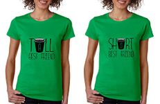 ALLNTRENDS Set of 2 Women's T Shirt Tall Short Best Friend Matching BFF (Womens 2XL Womens L, Irish Green)