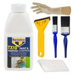 Complete Paint Remover Bundle: TX10 Paint & Varnish Stripper, Blackspur Scraper, 1 & 2 Inch Paintbrushes, Rubber Gloves, Blackspur Dust Sheet - Ideal Paint Stripper for Wood, Metal, and Bricks