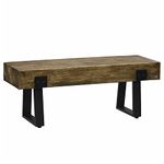 HOMCOM Garden Bench with Metal Legs, Rustic Wood Effect Concrete Dining Bench, Indoor or Outdoor Use for Patio, Park, Porch and Lawn, Natural and Black