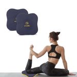 Wiselife Knee Pad | High Density Premium ECO-TPE Foam Material, Soft Surface, Kneeling Support for Yoga, Cushion for Knees, Hands, Wrists, and Elbows (Navy Blue/Yellow - Set of 2)