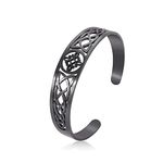 Dreamtimes Witch Knot Bracelet for Women Stainless Steel Adjustable Open Cuff Bangle Celtic Quaternary Wiccan Witches Knot Bracelet Witchcraft Amulet Jewelry for Men Birthday Gift (BLACK)