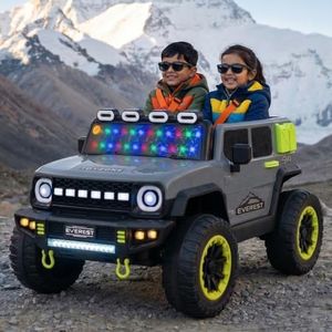 Toyzone Everest Electric Jeep (Grey) | 12V Rechargeable Ride on with 4.5Ah Battery | Music Player with BT, USB & AUX | Smooth Acceleration | 6M Battery Warranty | Age 3-10 Years, Upto 50 kg