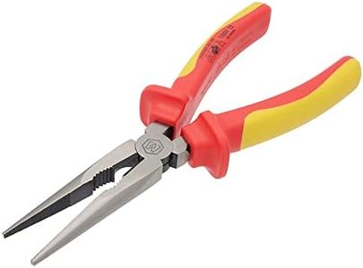 MichaelPro 8" Insulated Long Nose Pliers, VDE Certified 1000V Rated, Electrician Tool for Electric Vehicle Repair & Wiring, Hardened Steel Jaws HRC58-62, Anti-Slip Grip for Electrical Work | MP003067