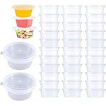 Menmamenma 50 Pack Small Containers with Lids for Storage Slime Containers Sauce Pots Plastic Leakproof Food Cups for Jars, Dips, Salads, Chutney, Restaurants, Takeaway, Catering (70mmx60mmx30mm)