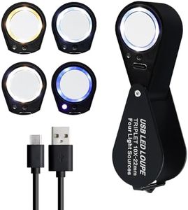 JuviPerpric 10X Jewelers Loupe with UV & LED Lights with Four Light Modes,22mm Portable Pocket Folable Loupe Jewelry Magnifier for Jewelry, Rocks, Coins (Black)