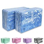 Base yoga Yoga Blocks - 1 or 2 pc set - Unique Strong/Firm/Lightweight EVA foam support block/brick (BLUE x 2)