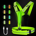 LED Reflective Night Running Vest, USB Rechargeable Reflective Gear for Runners Night Walking, High Visibility Light Up Adjustable Vest for Men Women