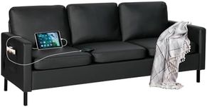 STHOUYN 72" W Faux Leather Black So