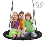 TBMLC 40 inch Diameter Saucer Swing - 1 Inch Diameter&1MM Thick Sturdy Steel Frame with Thick Foam Pipe Cover and Durable PP Mat - Perfect for Outdoor Fun and Relaxation (40 inch Diameter, Black)