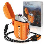 lafagiet USB Rechargeable Lighter, Waterproof Dual Arc Lighters for Camping Hiking Outdoor Survival Kits (Upgrade-Orange)