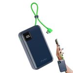 URBN 20000mAh Power Bank with Built-in Type-C Cable | 22.5W Super Fast Charging | Smart LED Display | Dual Type-C PD + USB Outputs | Pocket Size Portable Charger for Quick Charge (Blue)