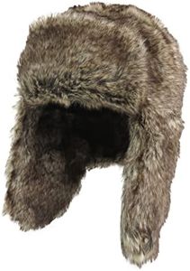 Phaiy Fluffy Trapper Hat for Men Women, Unisex Faux Rabbit Fur Aviator Hat, Winter Hats with Ear Flaps, Windproof Hunting Ski Hat Russian Ushanka Hats Brown