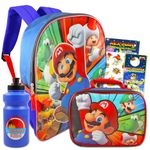 Super Mario School Supplies Set for Kids - Mario Backpack and Lunchbox Bundle with 200 Mario Stickers, Water Bottle, and More (Super Mario Backpack and Lunch Bag for Boys)
