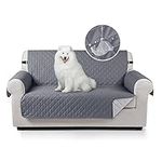 TAOCOCO Sofa Covers 100% Waterproof Sofa Slipcovers 2 Seater,Non Slip Cover for Kids/Dogs/Pets,Washable Sofa Protector with Elastic Strap (Dark Grey,UPDATE of Cloth)