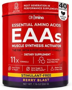 Oh!mino Muscle Synthesis Activator, Stimulant-Free Essential Amino Acids Powder, Pre, Intra, and Post Workout Recovery Drink for Muscle Recovery, No Sugar Amino Acid Complex, Berry Blast, 40 Servings