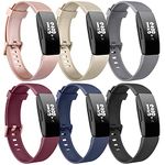 6 Pack Bands Compatible with Fitbit Inspire 2 & Fitbit Inspire HR & Fitbit Inspire & Fitbit Ace 2 Fitness Tracker for Women Men, Sport Silicone Replacement Straps for Fitbit Inspire 2 Bands (Rose gold/Champagne Gold/Wine red/Black/Navy Blue/Gray, Small)