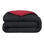 Bare Home Reversible Comforter - Queen Size - Goose Down Alternative - Ultra-Soft - Premium 1800 Series - Hypoallergenic - All Season Breathable Warmth (Queen, Black/Red)