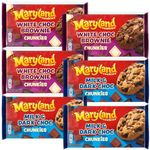 Maryland Big & Chunky White Choc Chunk Brownie Cookies 144g x3 with Milk & Dark Choc Chunk Cookies 144g x3 (6 Pack Mixed Bundle)