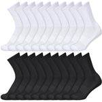 Radsocken 10 Pairs Womens Crew Socks, White Black Sports Socks Plain Cushioned Trainer Socks Size 4-8 Breathable Cotton Athletic Socks for Running Training Hiking Walking Women