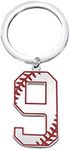 FAADBUK Baseball Initial Keychain Baseball Lucky Number Jewelry Baseball Jersey 0-9 Inspiration Pendant Keychain for Boy Men Girl Women (Baseball 9 K-S)