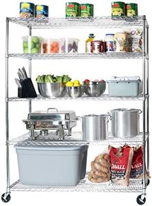 Seville Classics UltraDurable Heavy Duty NSF Solid Steel Wire Rack Storage Unit Wheels, 5-Tier Shelving, 60" W x 24" D